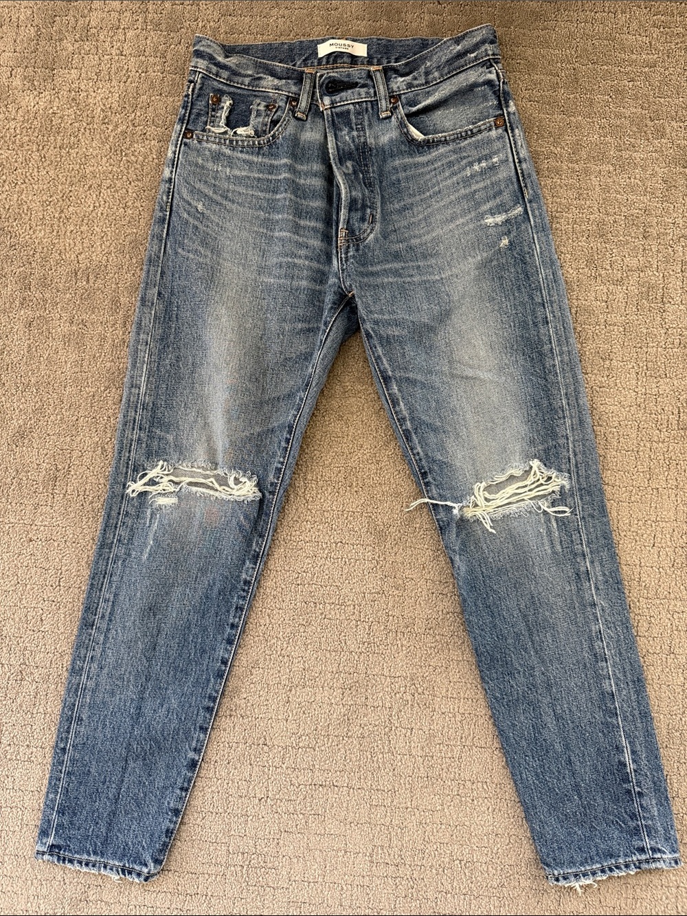 Moussy Women's Distressed Light Blue Skinny Jeans